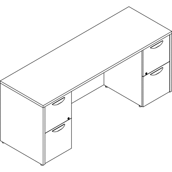 Lorell Prominence 2.0 Gray Elm Laminate Desk Unit - 72" x 24" x 29" , 1" Top, 0.1" Edge - 2 x File Drawer (LLRPC2472GE)