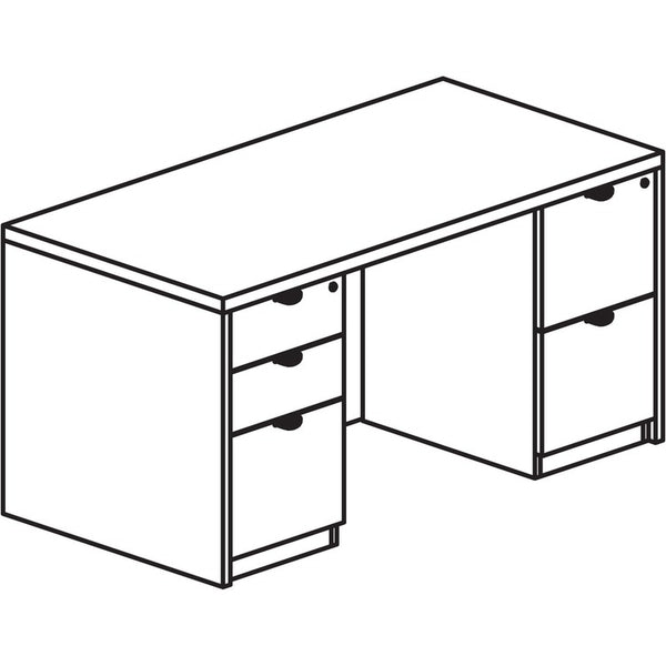 Lorell Prominence 2.0 Gray Elm Laminate Desk Unit - 60" x 30" x 29" , 1" Top, 0.1" Edge - 5 x File Drawer (LLRPD3060DPGE)