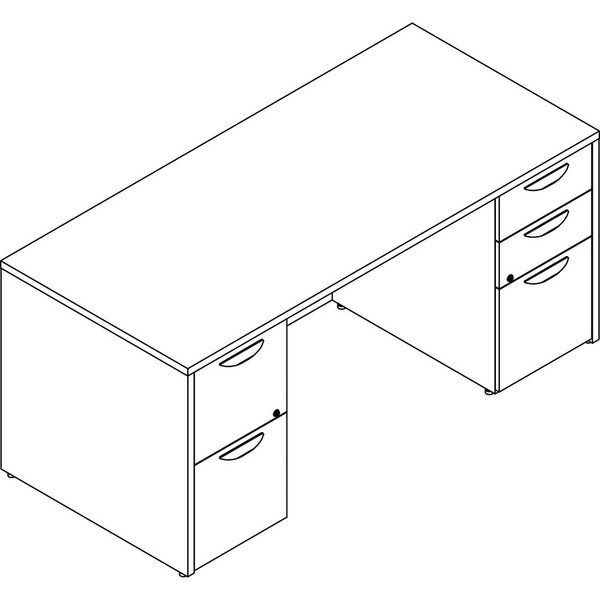 Lorell Prominence 2.0 Gray Elm Laminate Desk Unit - 66" x 30" x 29" , 1" Top, 0.1" Edge - 5 x File Drawer - Gray Elm Surface (LLRPD3066DPGE)