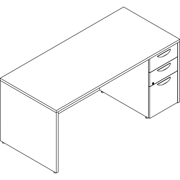 Lorell Prominence 2.0 Gray Elm Laminate Desk Unit - 66" x 30" x 29" , 1" Top, 0.1" Edge - 3 x File Drawer (LLRPD3066RSPGE)