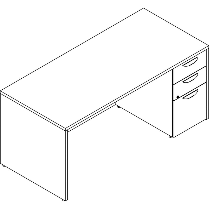 Lorell Prominence 2.0 Gray Elm Laminate Desk Unit - 66" x 30" x 29" , 1" Top, 0.1" Edge - 3 x File Drawer (LLRPD3066RSPGE) Each