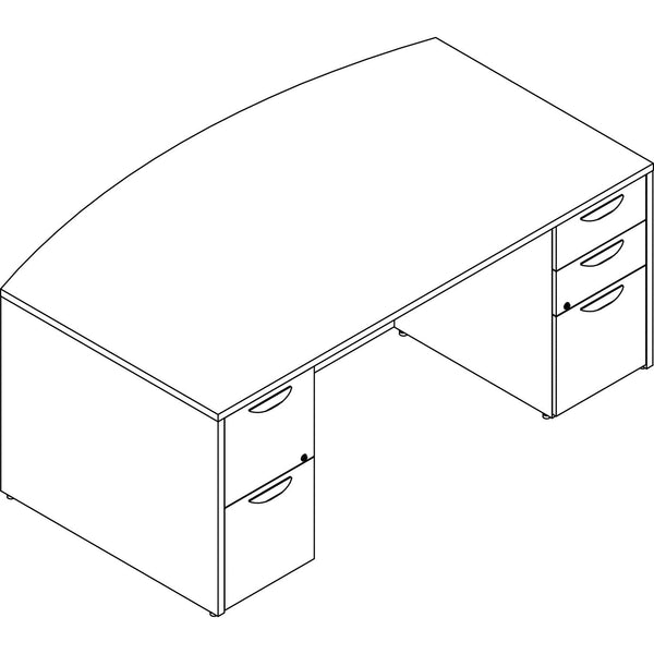 Lorell Prominence 2.0 Gray Elm Laminate Desk Unit - 72" x 42" x 29" , 1" Top, 0.1" Edge - 5 x File Drawer (LLRPD4272DPGE)