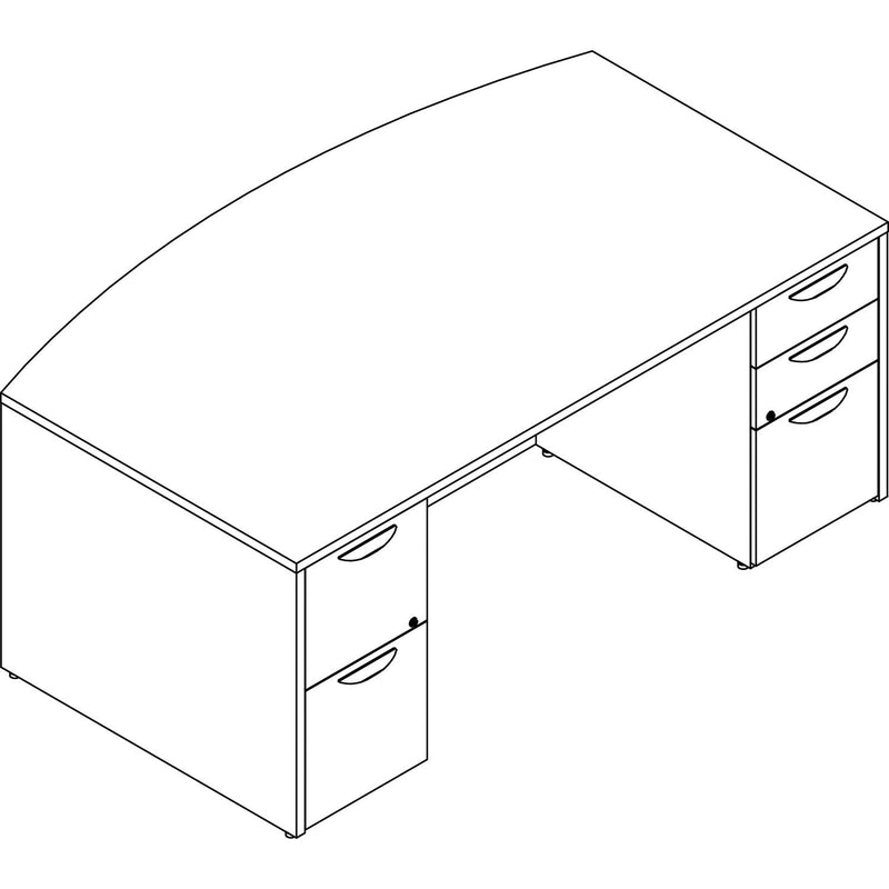 Lorell Prominence 2.0 Gray Elm Laminate Desk Unit - 72" x 42" x 29" , 1" Top, 0.1" Edge - 5 x File Drawer (LLRPD4272DPGE)