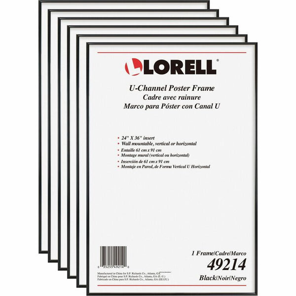 Lorell Poster Frame - 24" x 36" Frame Size - Rectangle - Horizontal, Vertical - 6 / Carton - Black (LLR49214CT)