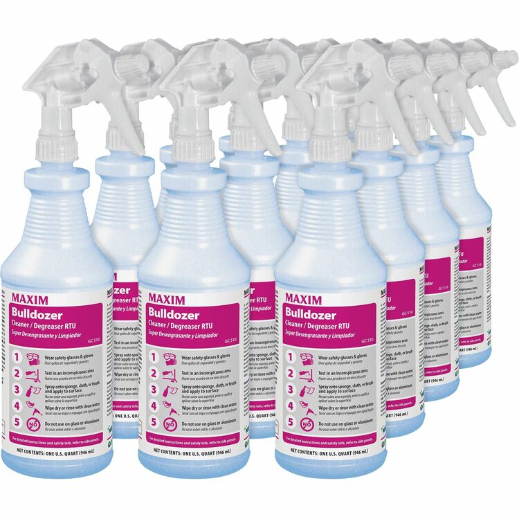 Midlab Bulldozer Cleaner/Degreaser RTU - Ready-To-Use Liquid, Spray - 32 fl oz (1 quart) - Lemon Scent - 12 / Carton - Yellow (MLB05100012) Case of 12