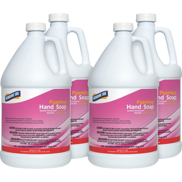 Genuine Joe Ultra Mild Foaming Skin Cleanser - Fresh Scent - 1 gal (3.8 L) - Hand, Skin - Pink - Anti-irritant - 4 / Carton (GJO18418CT) Case of 4