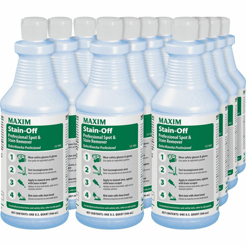 Midlab Stain-Off Professional Spot/Stain Remover - Ready-To-Use Liquid - 32 fl oz (1 quart) - 12 / Carton - Blue (MLB09020012) Case of 12