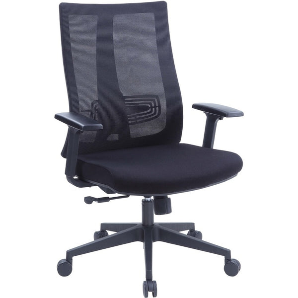 Lorell High-Back Molded Seat Chair - Fabric Seat - High Back - 5-star Base - Black - Armrest - 1 Each (LLR42174)