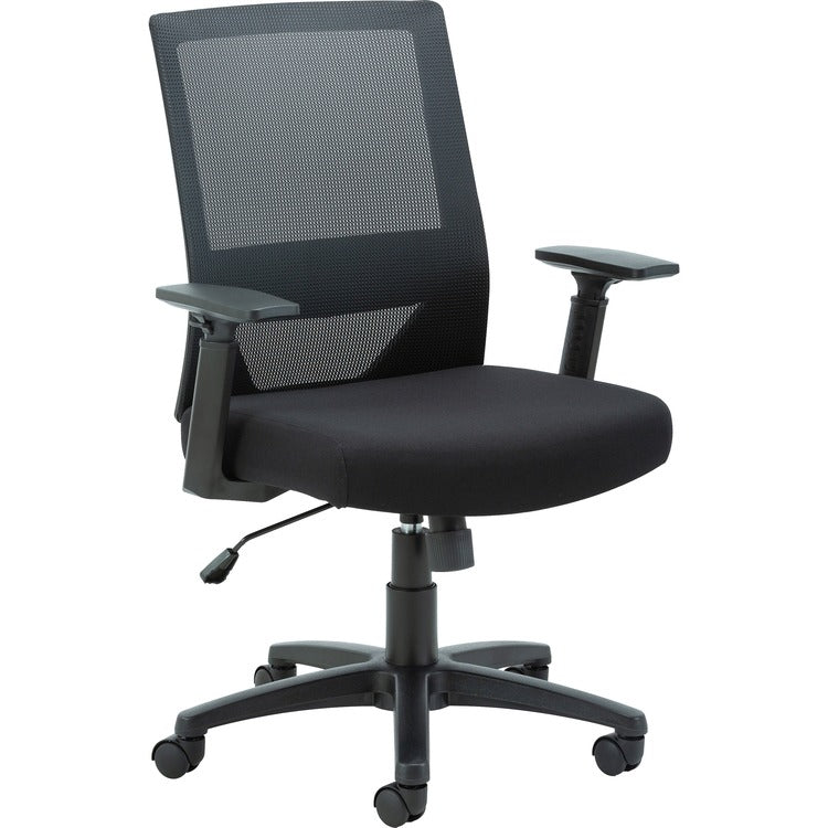 Lorell Mid-Back Mesh Task Chair - Fabric Seat - Mid Back - 5-star Base - Black - Armrest - 1 Each (LLR41840)