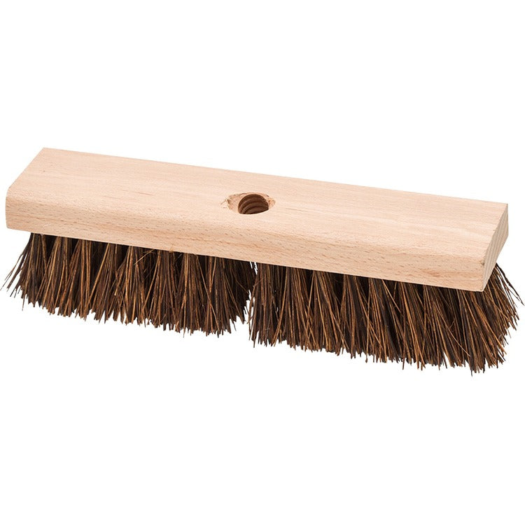 Genuine Joe Deck/Floor Brush - 2" Palmyra Bristle - 10" Handle Width - Hardwood Handle - 1 Each - Brown (GJO18416)