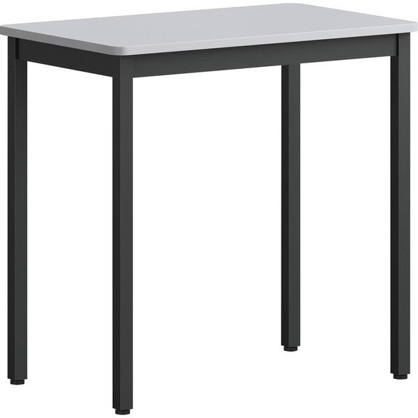 Lorell Utility Table - Gray Rectangle, Laminated Top - Powder Coated Black Base x 30"x 18.13", 30" Height, Melamine Top Material (LLR60752)