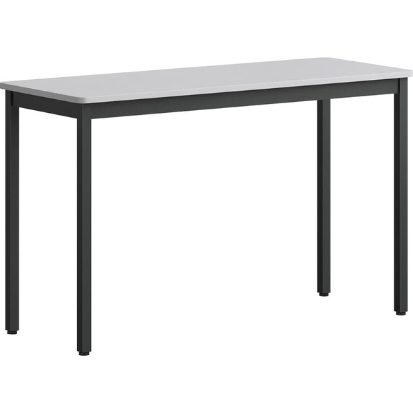 Lorell Utility Table - Gray Rectangle, Laminated Top - Powder Coated Black Base x 47.25"x 18.13", 30" Height, Melamine Top Material (LLR60753)