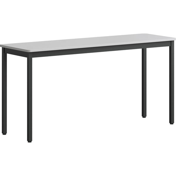 Lorell Utility Table - Gray Rectangle, Laminated Top - Powder Coated Black Base x 59.88"x 18.13", 30" Height, Melamine Top Material (LLR60754)