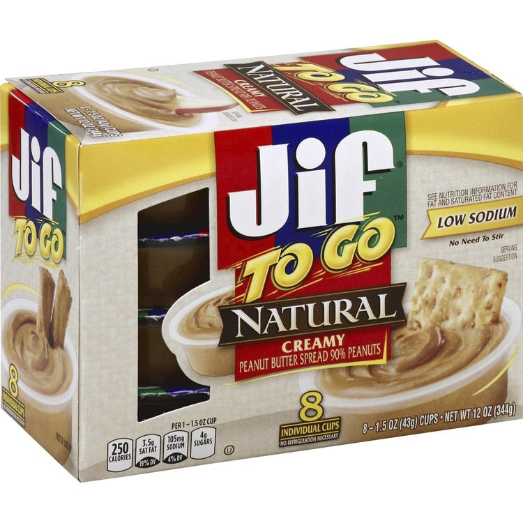 Jif Natural Peanut Butter Spread - Peanut Butter - 12 oz - 8 / Pack (SMU24307)