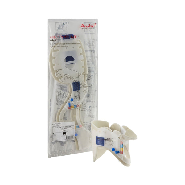 Ambu® Perfit ACE™ Extrication Cervical Collar Preformed Adult One Size Fits Most One-Piece / Trachea Opening Adjustable Height Adjustable Neck Circumference (374576_CS) 30/CS