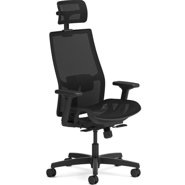 HON Ignition 2.0 Mid-back Task Chair with Headrest - Black Mesh Seat - Fog Mesh Back - Mid Back - Black - Armrest - 1 Each (HONI2MSKY1IMTHR)