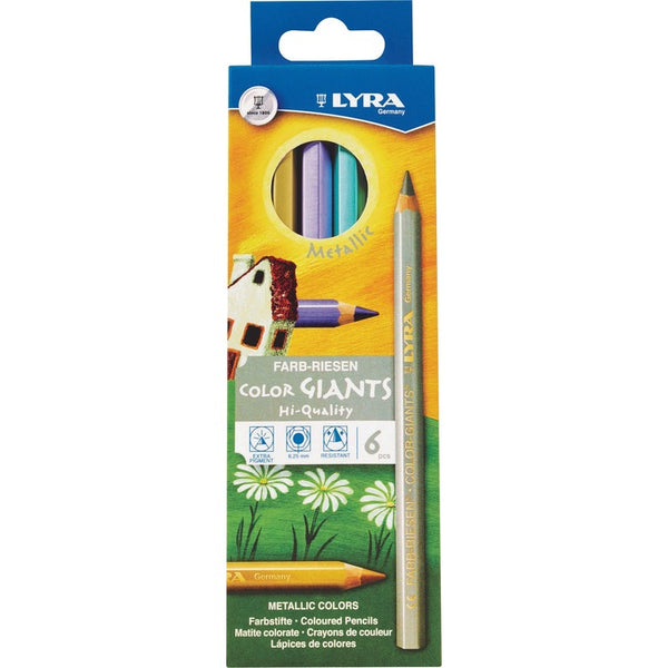 Lyra Color Giant Pencils - 6.3 mm Lead Diameter - Assorted Metallic Lead - 1 / Each (DIXL3941062) Pack of 6