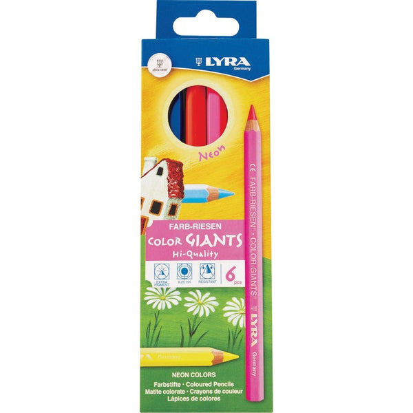 Lyra Color Giant Pencils - 6.3 mm Lead Diameter - Assorted Neon Lead - 1 / Each (DIXL3941063) Each