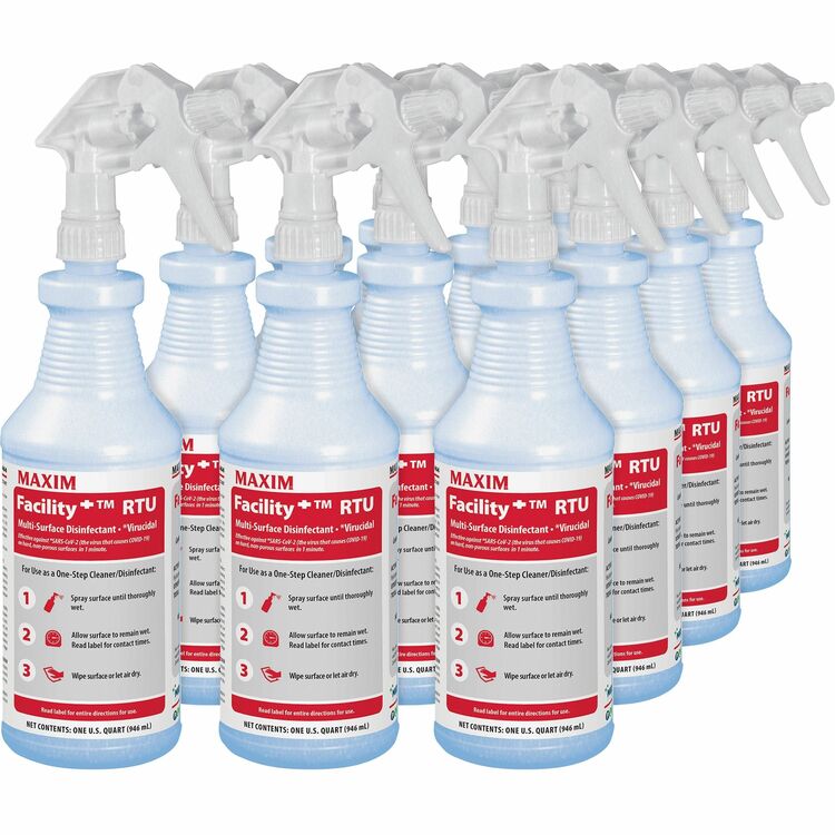 Maxim Facility Multi-Surface Disinfectant - Ready-To-Use Liquid - 32 fl oz (1 quart) - 12 / Carton - Colorless (MLB04640012) Case of 12