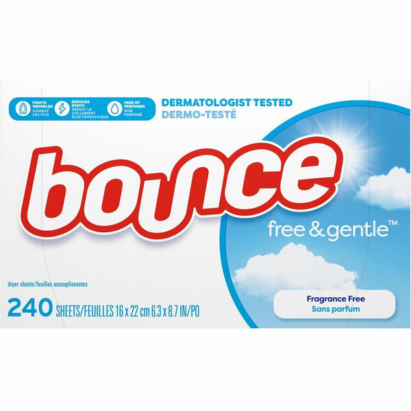 Bounce Free & Gentle Dryer Sheets - Sheet - 6.04" x 9", 240 / Box - White (PGC55312)