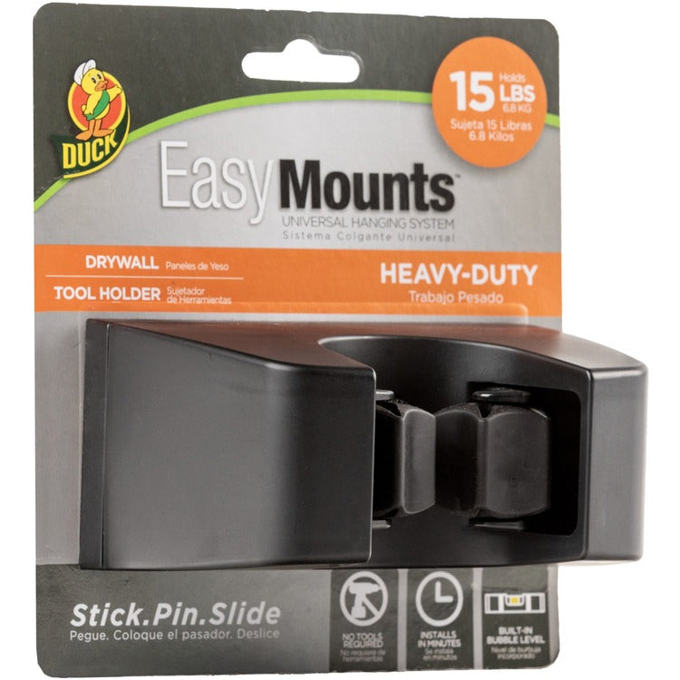 Duck Brand EasyMounts Heavy-Duty Tool Holder - Fiberglass - 1 / Each - Black (DUC287215) Each