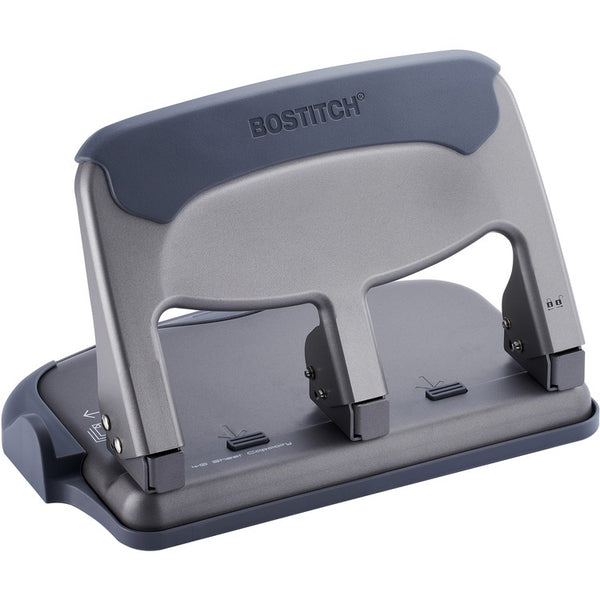 Bostitch EZ Squeeze 40-sheet 3-Hole Punch - 3 Punch Head(s) - 40 Sheet of 20lb Paper - 9/32" Punch Size - Metal (BOSHP40AM)