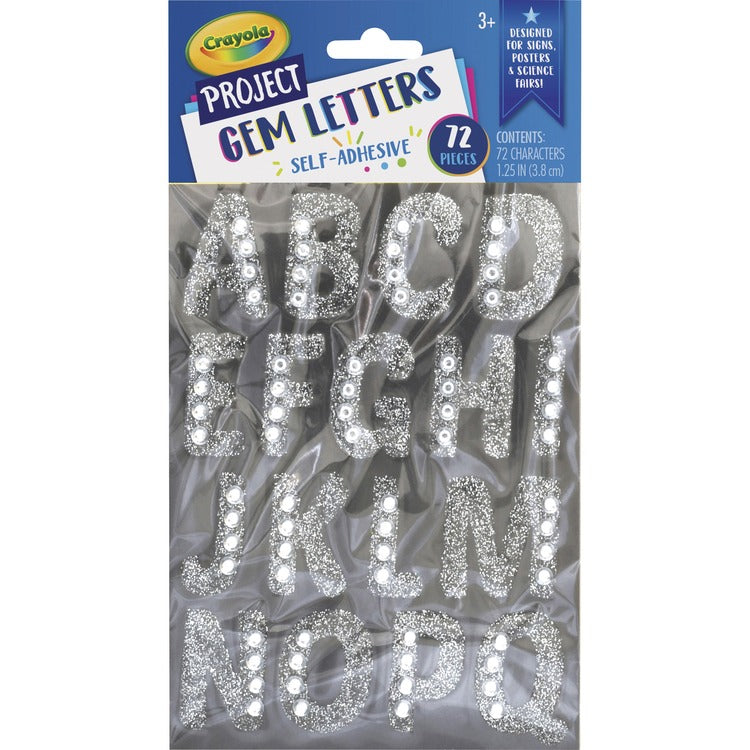 Crayola Crayola Sparkling Gems Sticker Letters - Self-adhesive - 1.25", - Silver (PACP1665CRA) Each