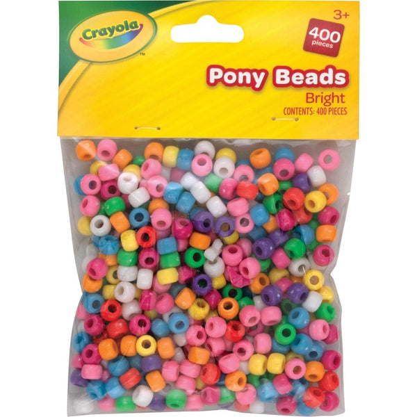 Crayola Crayola Pony Beads - Key Chain, Project, Party, Classroom, Necklace, Bracelet - 400 Piece(s)  - Bright Assorted (PACP355402CRA)