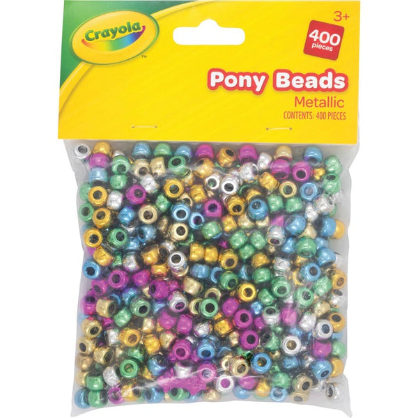 Crayola Crayola Pony Beads - Key Chain, Project, Party, Classroom, Necklace, Bracelet - 400 Piece(s) - Assorted Metallic (PACP355403CRA)