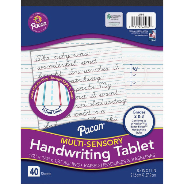 Pacon Multi-Sensory Ruled Handwriting Tablet, White (PACP2469) Each