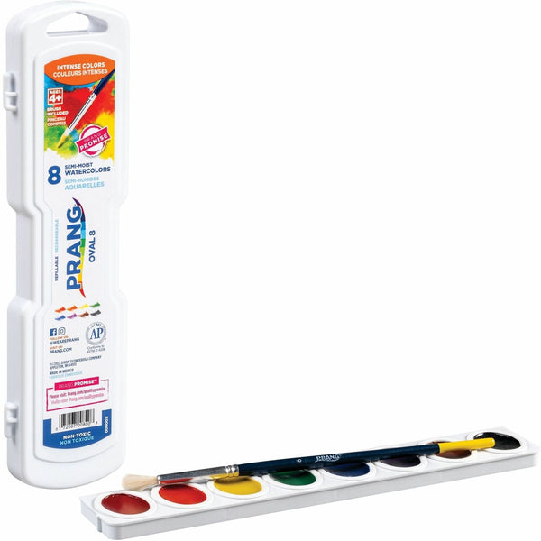 Prang Semi-Moist Oval Pan 8-Watercolors Set - 1 Each - Multicolor (DIXX00800) Each