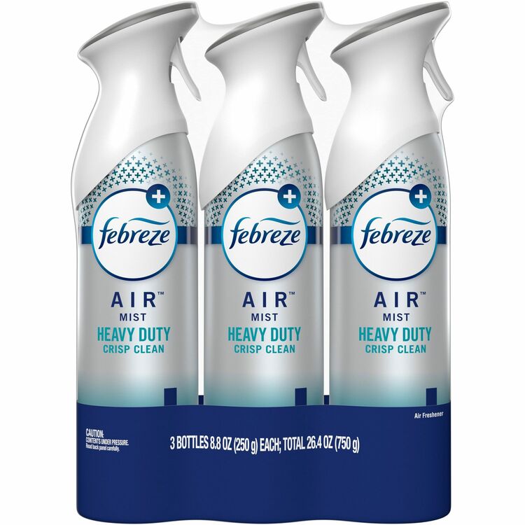 Febreze Air Freshener Spray, 8.8 fl oz (0.3 quart), Crisp Clean, 3 / Pack, Odor Neutralizer (PGC74601) Pack of 3