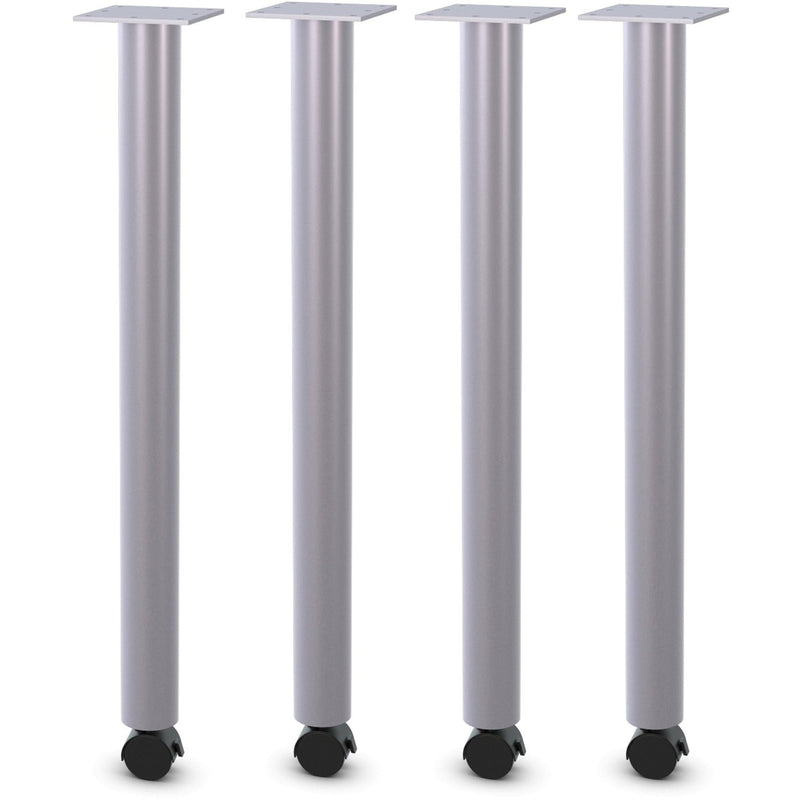 Lorell Relevance Tabletop Post Legs - 1" x 2" x 27.8" , Caster - Material: Steel - Finish: Gray (LLR60608)