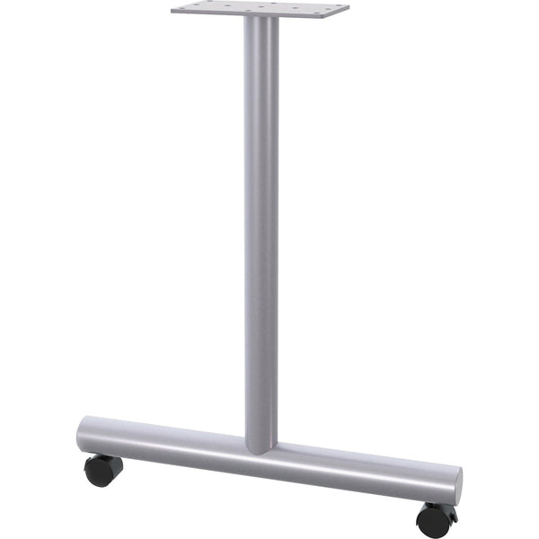 Lorell Relevance Tabletop Wheeled T-Leg Base - 27.8" , Caster - Material: Tubular Steel - Finish: Gray (LLR60610)