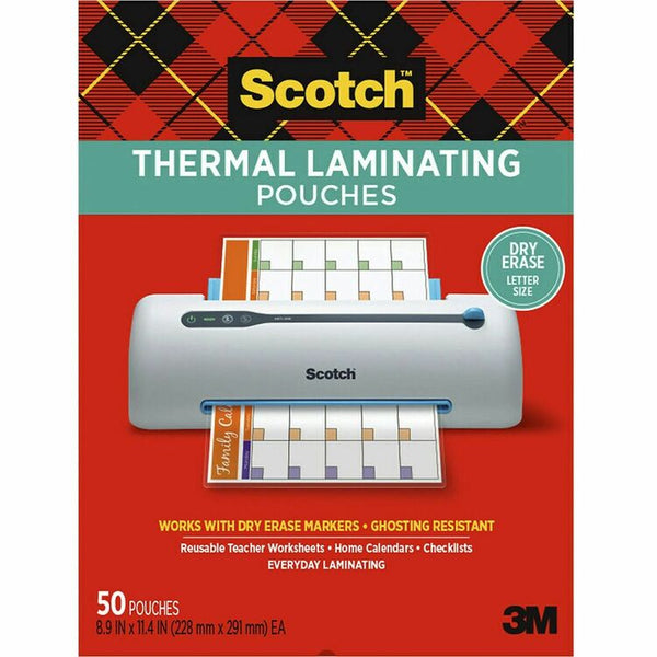 Scotch Laminating Pouch - Sheet Size Supported: Letter - Sheet Size: 8.90" x 11.40", Clear - 50 / Pack (MMMTP385450DE)