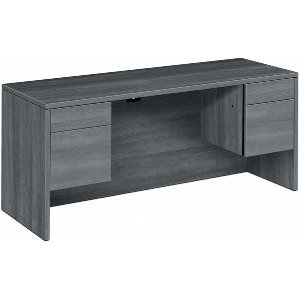 HON Kneespace w/Credenza, B/F, 60"x24"x29-1/2" , Sterling Ash (HON10565LS1)