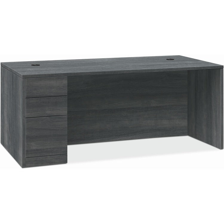 HON Left Pedestal Desk, B/B/F, 66"x30"x29-1/2" , Sterling Ash (HON105898LLS1) Each