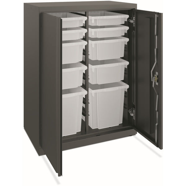 HON® Flagship Storage Cabinet with 4 Small, 4 Medium and 2 Large Bins, 30w x 18d x 39.13h, Charcoal (HONSC183930LGS)