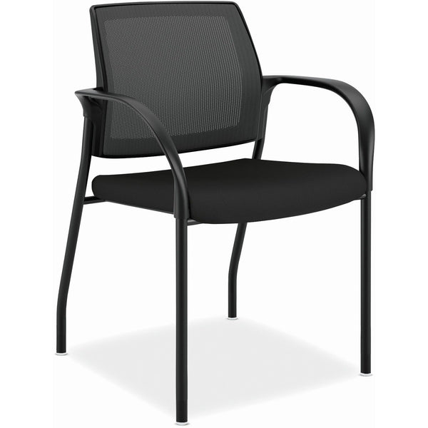 HON Stacking Chair with Glides, 25" x 21-3/4" x 33-1/2", Centurion Black (HONIS108IMCU10)