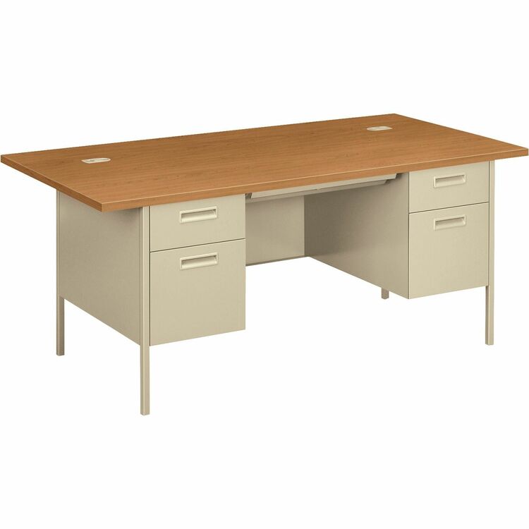 HON Double Pedestal Desk, 72" x 36" x 29 1/2", Harvest/Putty (HONP3276CL)