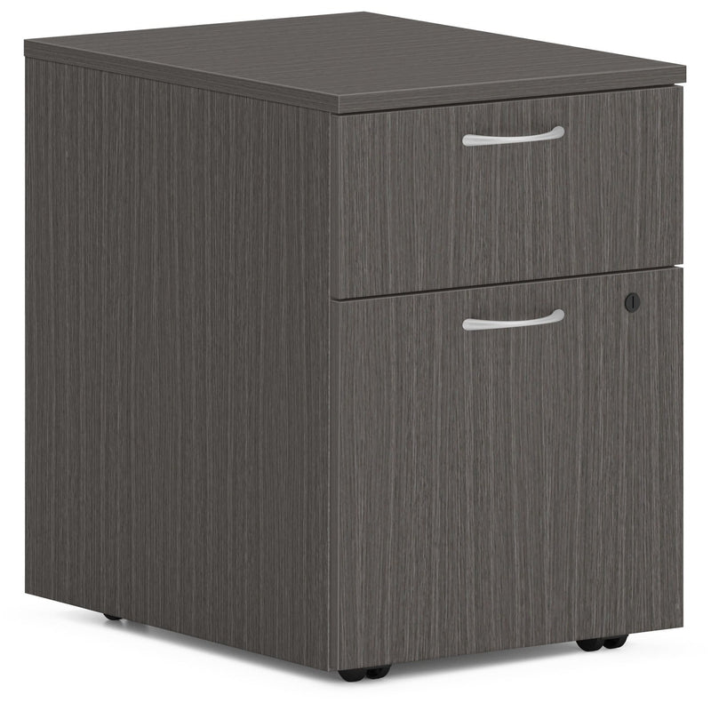 HON® Mod Mobile Pedestal, Left or Right, 2-Drawers: Box/File, Legal/Letter, Slate Teak, 15" x 20" x 20" (HONPLPMBFLS1)