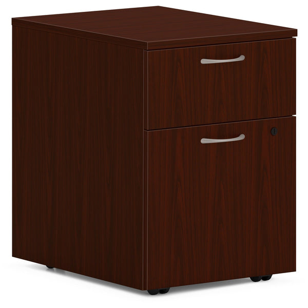 HON® Mod Mobile Pedestal, Left or Right, 2-Drawers: Box/File, Legal/Letter, Traditional Mahogany, 15" x 20" x 20" (HONPLPMBFLT1)