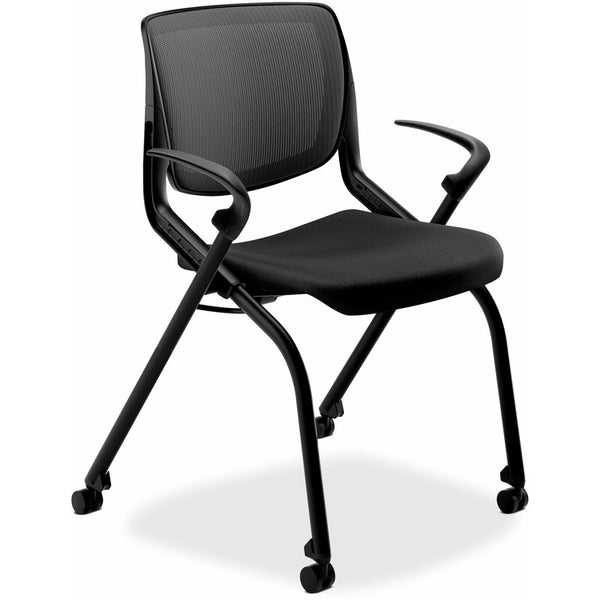 HON Motivate Nesting/Stacking Flex-Back Chair, Onyx Seat/Black Back, Black Base (HONMN202ONCU10)