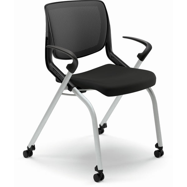 HON Motivate Nesting/Stacking Flex-Back Chair, Onyx Seat/Black Back, Platinum Base (HONMN212ONCU10)