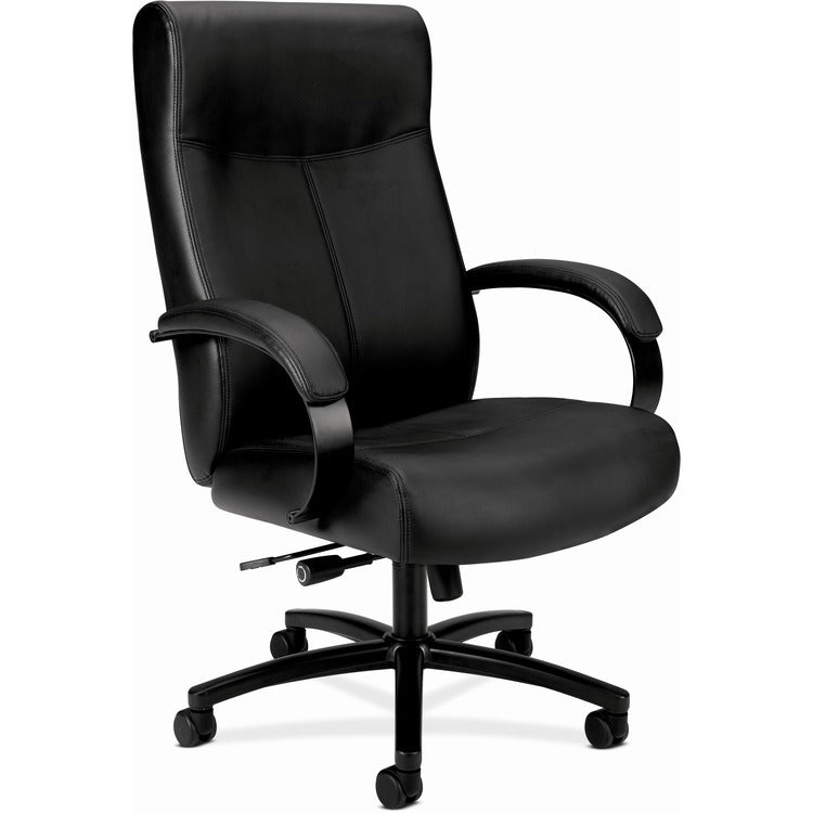 HON Validate Big and Tall Leather Chair, Supports up to 450 lbs., Black Seat/Black Back, Black Base (BSXVL685SB11)