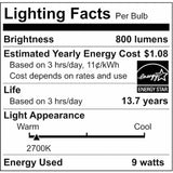Satco LED Light Bulb, 9.50 W, 60 W Incandescent Equivalent Wattage, 12/Pack (SDNS39596) Pack of 12