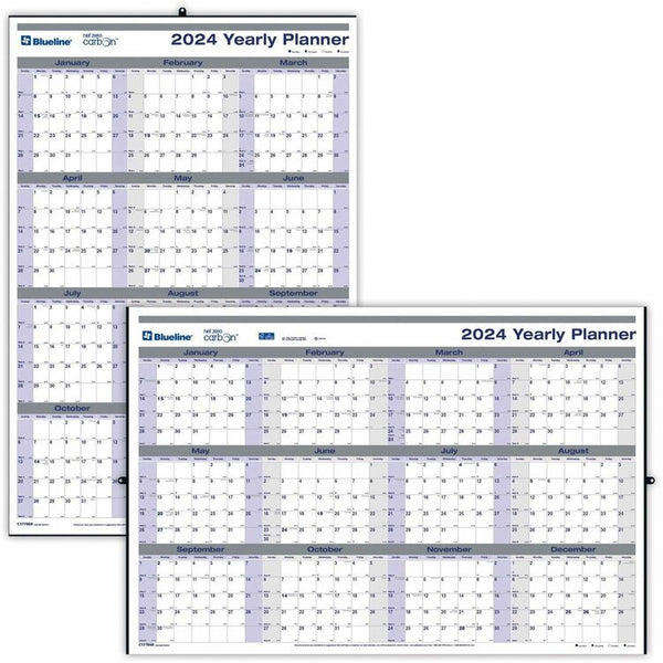 Blueline Net Zero Carbon Erasable/Reversible Yearly Wall Calendar, Large Size, Yearly, 12 Month, January 2024, December 2024 (REDC177868)
