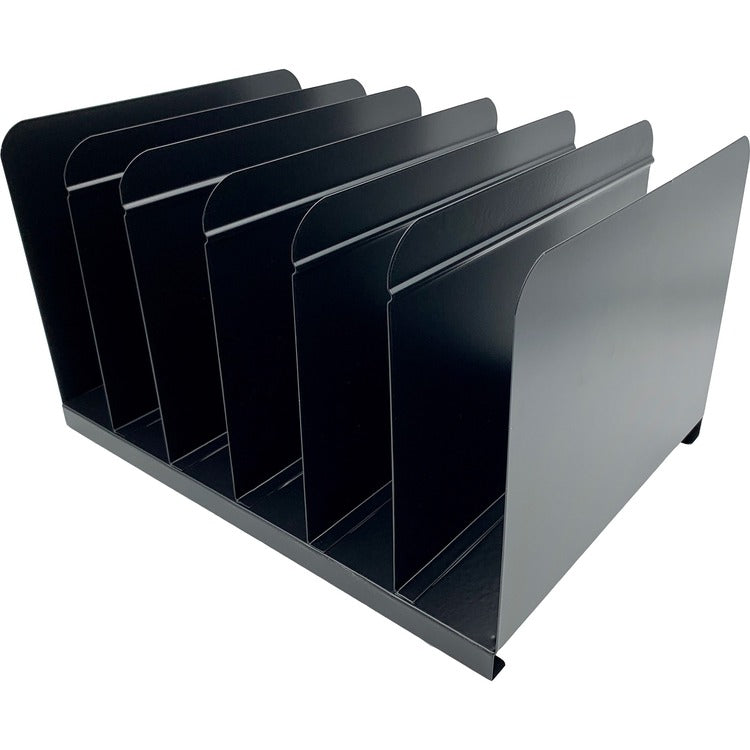 Huron 6-slot Vertical Book Rack - 6 Compartment(s) - 9", x 15" x 11" Depth - Durable - Steel - 1 Each (HURHASZ0164) Each