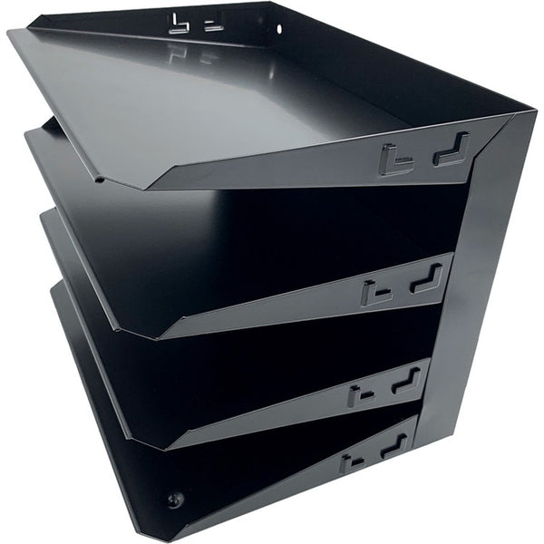 Huron Horizontal Slots Desk Organizer - 4 Compartment(s) - 9", x 12" x 8.7" Depth - Durable - Steel - 1 Each (HURHASZ0152) Each