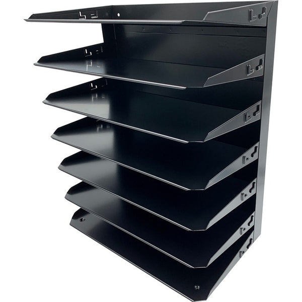 Huron Horizontal Slots Desk Organizer - 7 Compartment(s) - 15", x 15" x 8.8" Depth - Durable - Steel - 1 Each (HURHASZ0160) Each